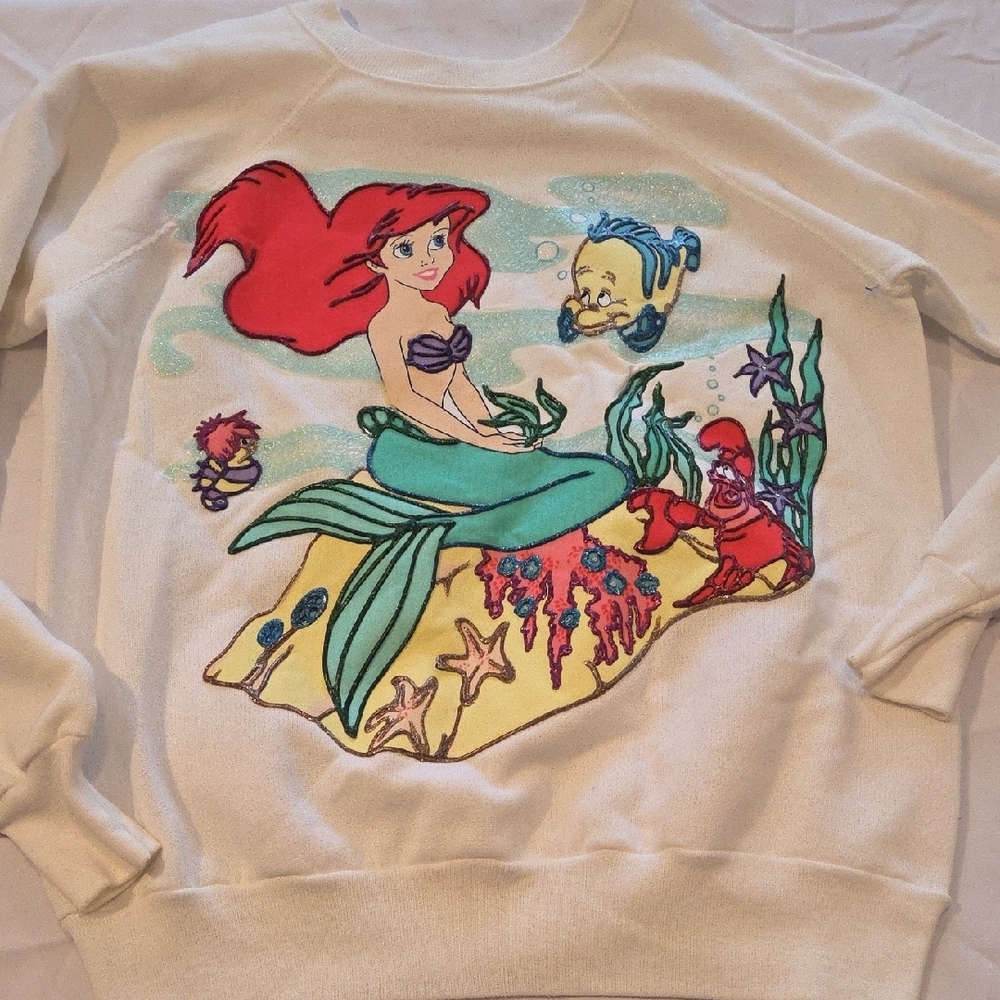 Little Mermaid Cream Sweater with Vibrant Sea Design